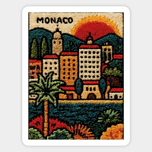 Glamorous Monaco Linocut Print | Retro Monte Carlo Souvenir Magnet